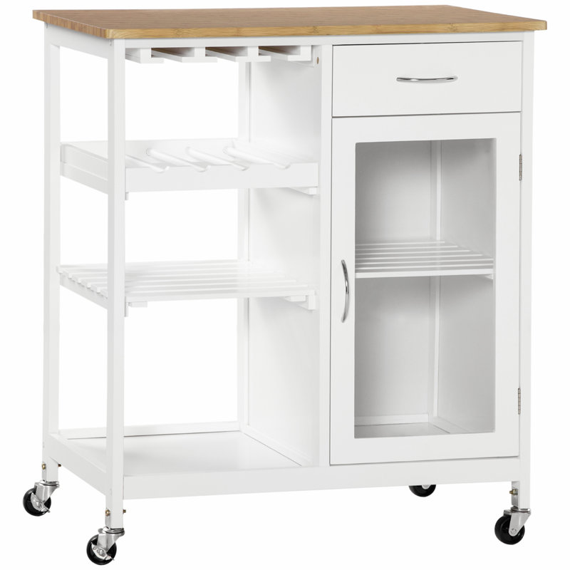 Chariot de cuisine polyvalent en châtaignier vieilli pour une cuisson efficace et un look élégant