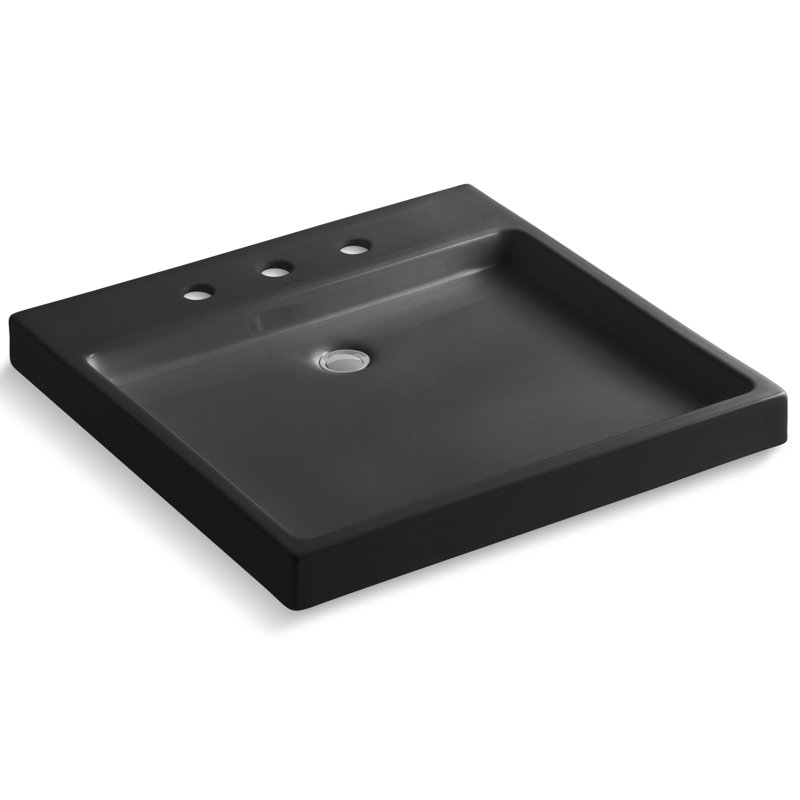 Purist® Ceramic Rectangular Drop-In Bathroom Sink, Black , 8'' Centers