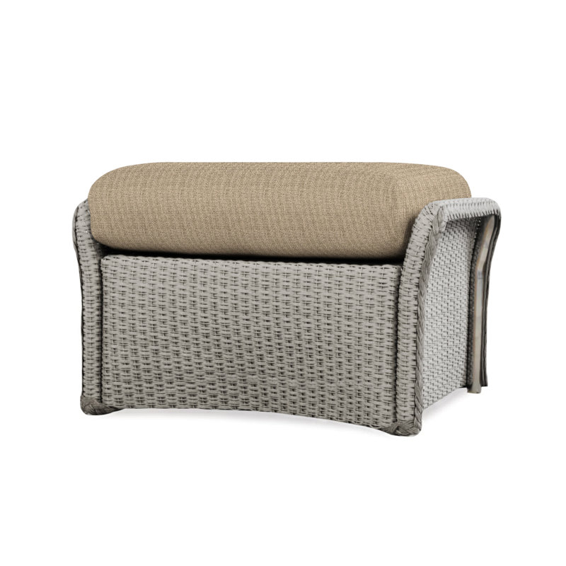 Weekend Retreat Outdoor Ottoman, Flagship Lapis Sunbrella®, Pewter