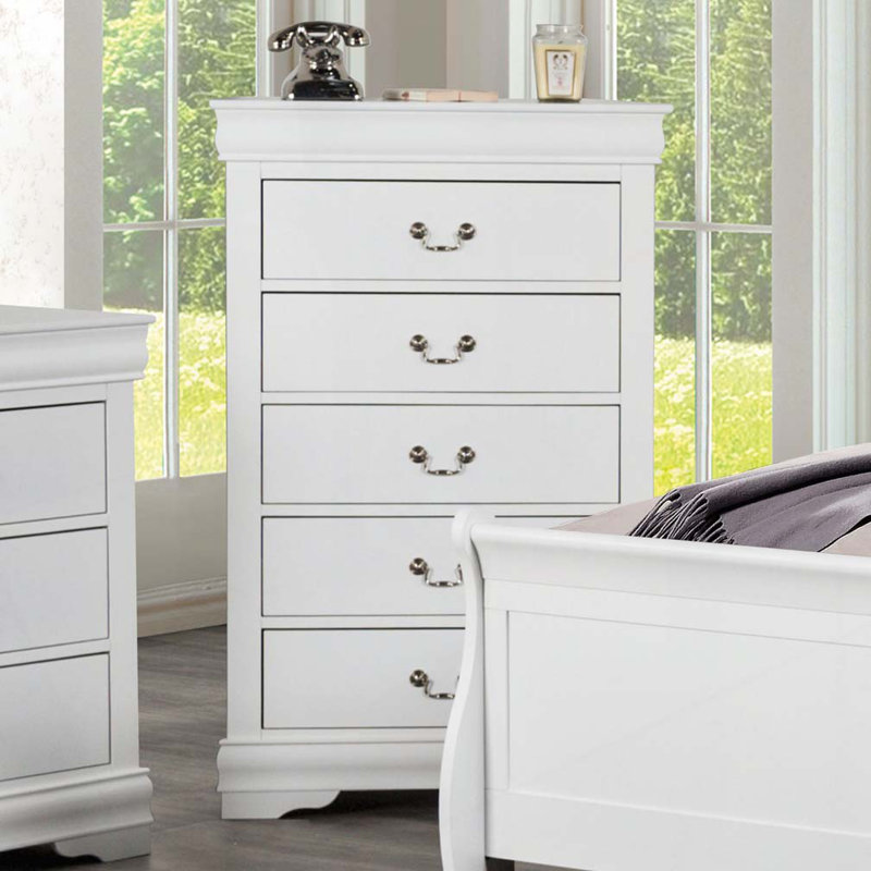 Commode 5 tiroirs, Blanc