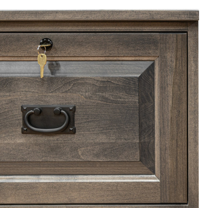 Dopkins 21'' Wide 4 -Drawer Solid Wood File Cabinet, Smoke Gray