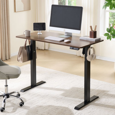 Electric Standing Desk, 48x 24 Inches Height Adjustable Desk, Sit and Stand Up, Ergonomic Rising Computer Table with Memory Preset, Dark Walnut by Inbox Zero
