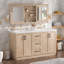 Ensemble de meuble-lavabo double 59 po à grain de bois moderne 59 po avec lavabo SMC, armoire 4 portes en MDF 3 tiroirs, quincaillerie à fermeture en douceur et tablettes réglables