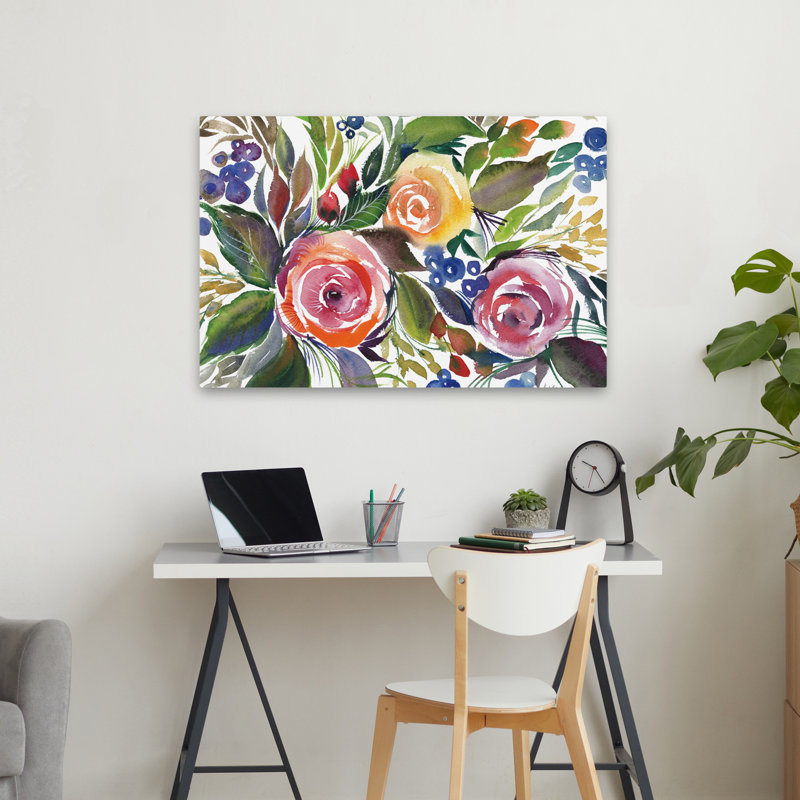 Bourgeons en fleurs - roses en fleurs, H 24 po x l 36 po