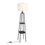 Lampe sur pied moderne en métal avec tablettes et abat-jour en lin Modern