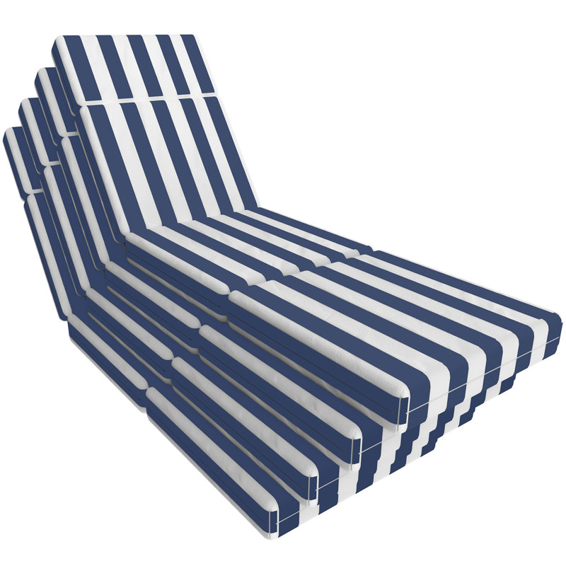 4In Chaise Lounge Cushions Outdoor(Set Of 4), Blue/White