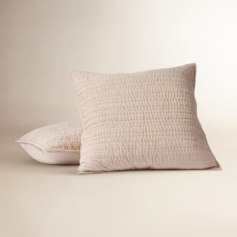 Channel Handstitched Organic Sham, Hazel Chambray