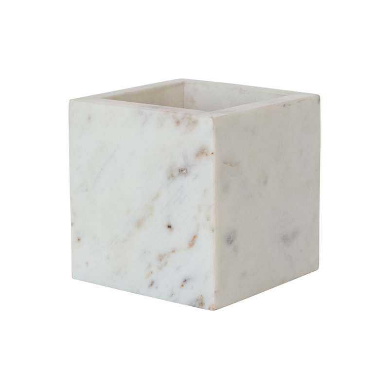Square Marble Container, 4.5" H x 4.5" W x 4.5" D