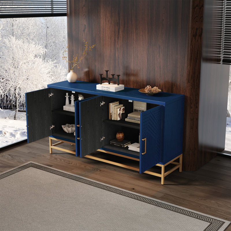 Buffet de style rétro avec tablettes réglables, Marine