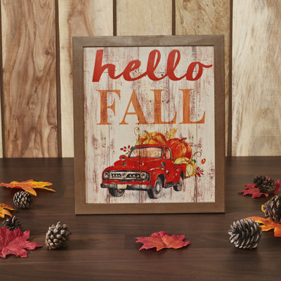 Shiplap Hello Fall Truck Wall Sign 13x11
