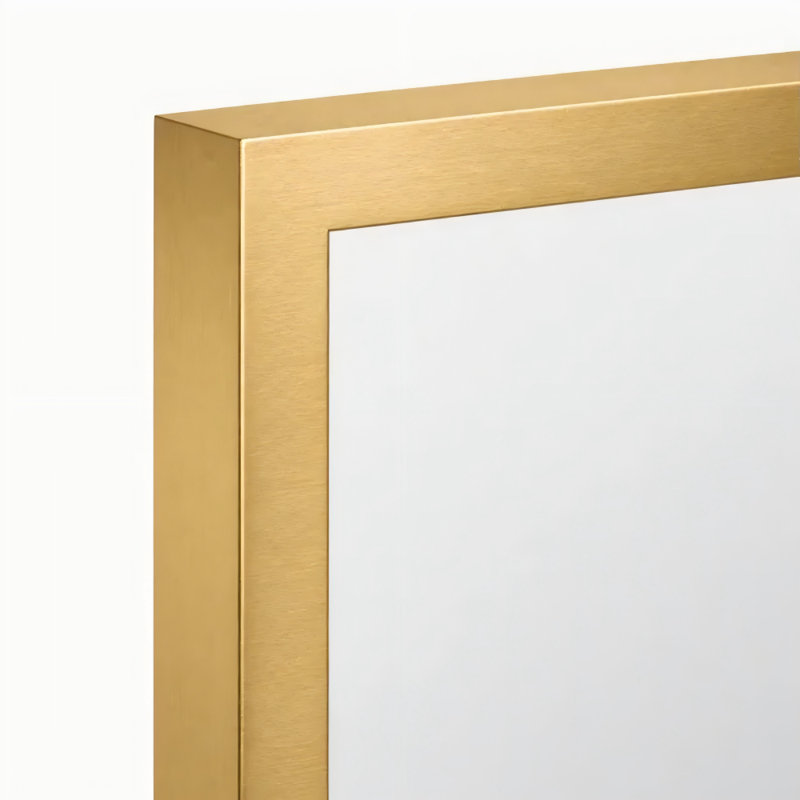 Ensemble de miroirs muraux modernes en verre trempé avec cadre en métal pour salle de bain, 36 po x 24 po, Or champagne