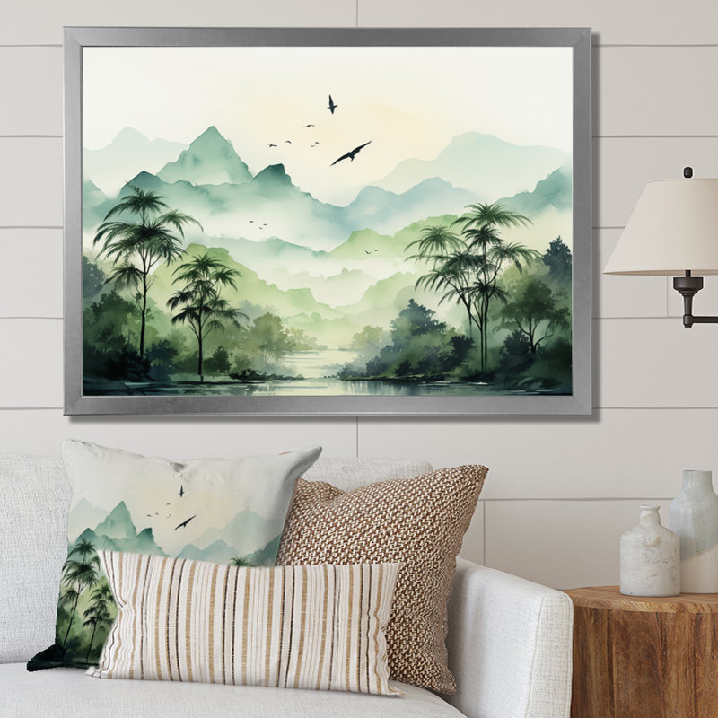 «Tranquil Oasis I» sur toile, H 12 po x l 20 po x P 1 po, Cadre simple argenté
