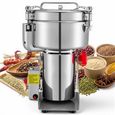 Moulin à grain électrique 2000g, broyeur à sec à haute vitesse 3400W 32000tr / min, machine à poudre en acier inoxydable pour grains de café séchés, grains, épices, écrous (type pivotant à 270 °)