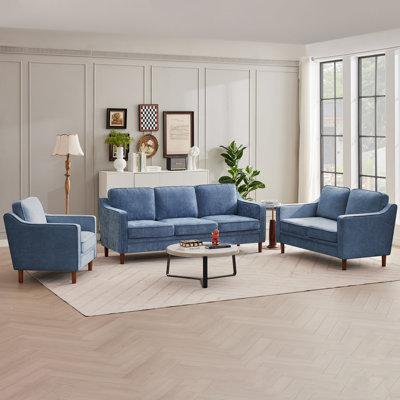 Azriah 3 Piece Chenille Living Room Set
