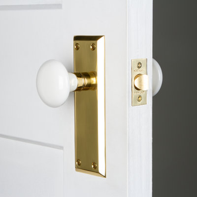 New York Plate with White Porcelain Door Knob