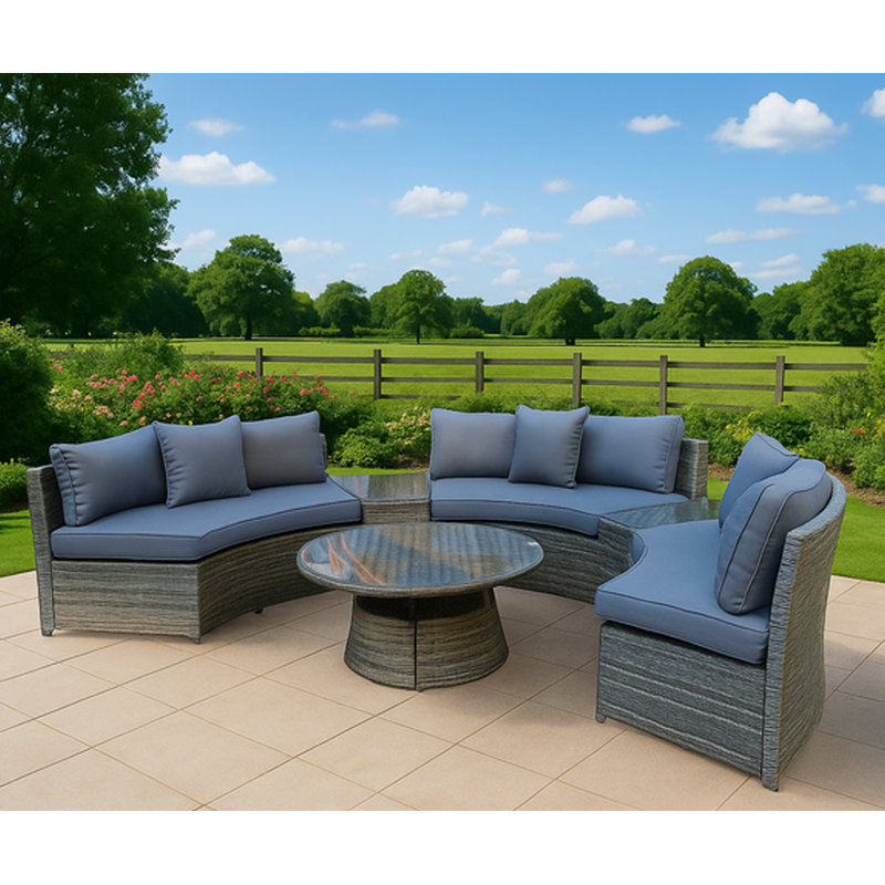 Janet 6 Seater Rattan Sofa Set, Mixed Grey/Grey