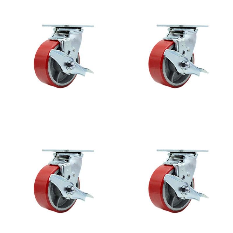 Ensemble de roulettes en poly 4 pièces avec roulement à billes et frein 4 pièces