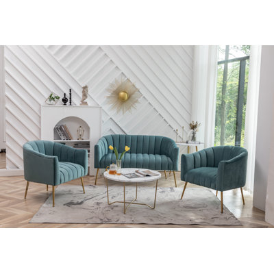 Murrow 3 - Piece Velvet Living Room Set