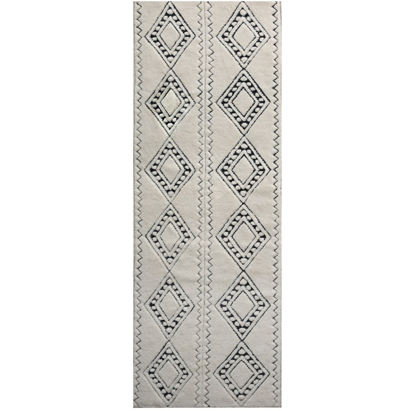Wool Southwestern Area Rug in Gray, Runner 2'7" x 13'1"