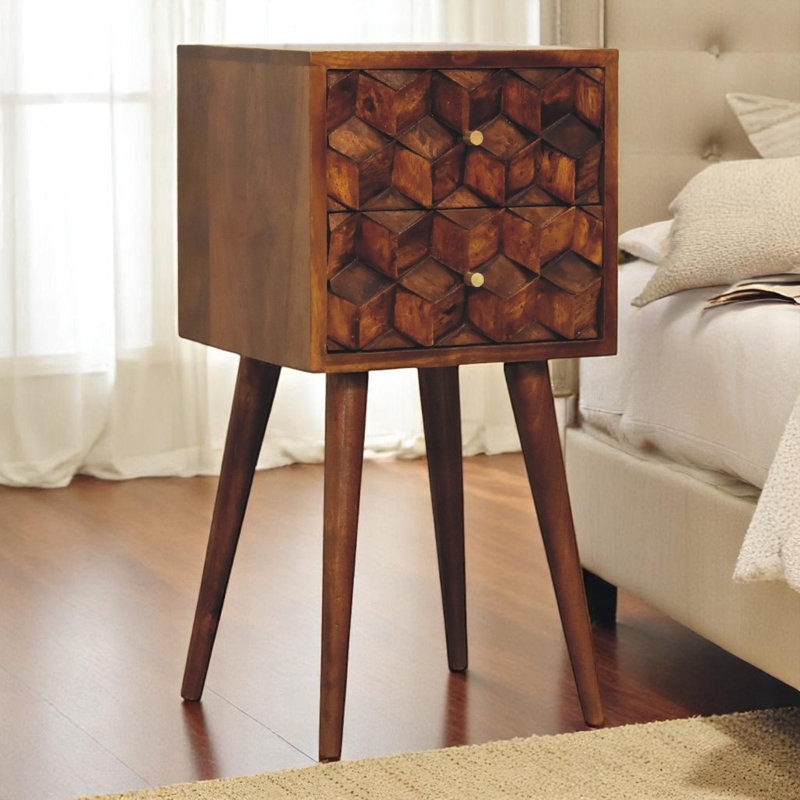 Luigi 31cm W Solid Wood Bedside Table, Chestnut
