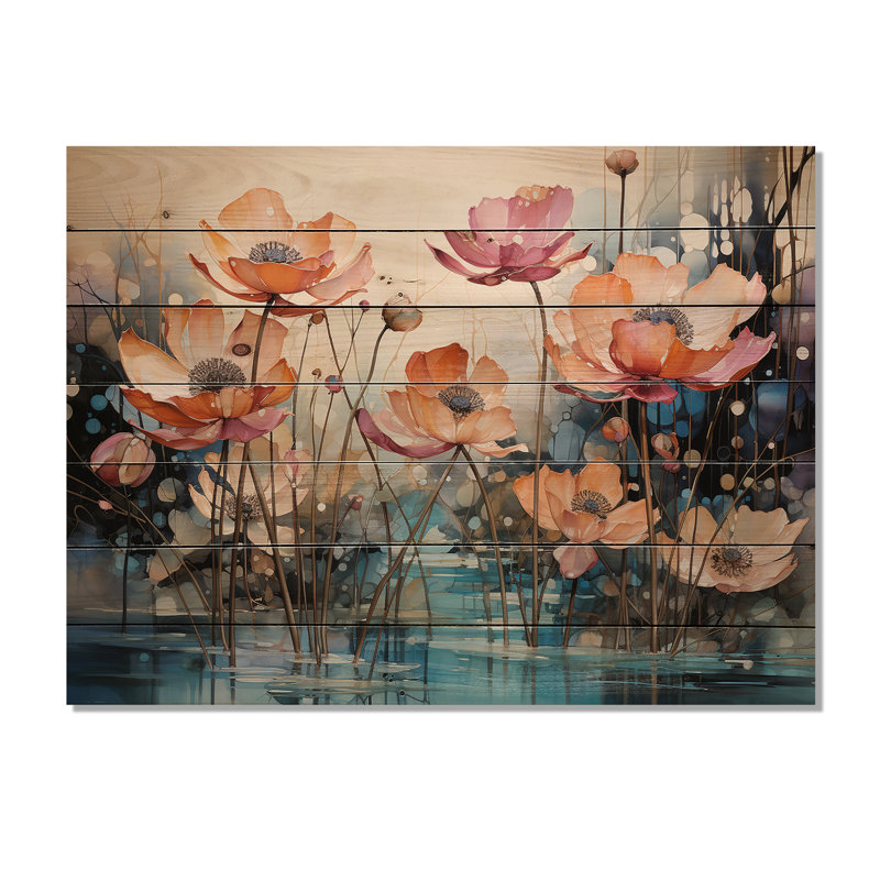 Lotus en harmonie - Art mural sur bois de pin naturel, H 24 po x l 32 po