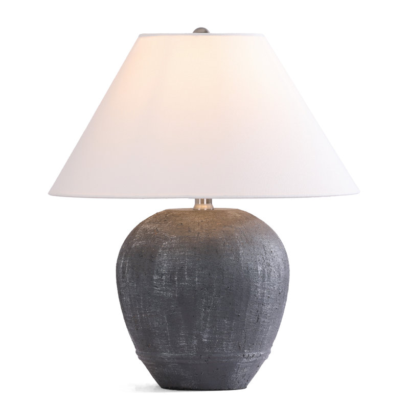 Ceramic Table Lamp, Dark Grey, 46cm H x 40cm W x 40cm D