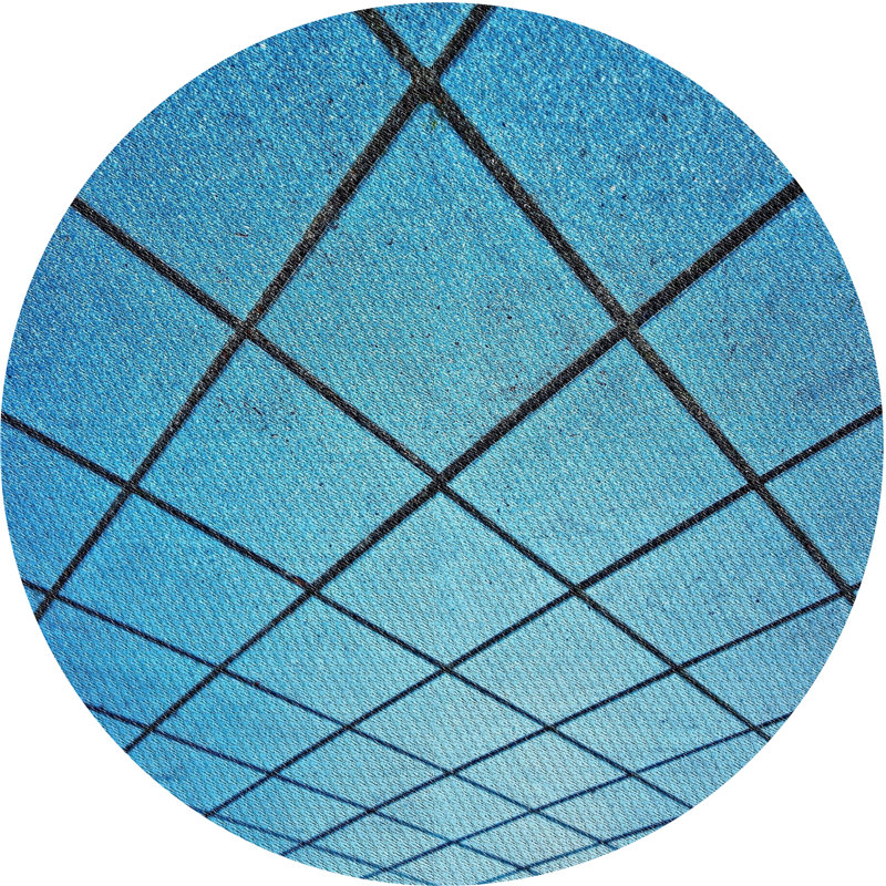 Tapis bleu/noir à motifs Curwood, Rond 3 pi
