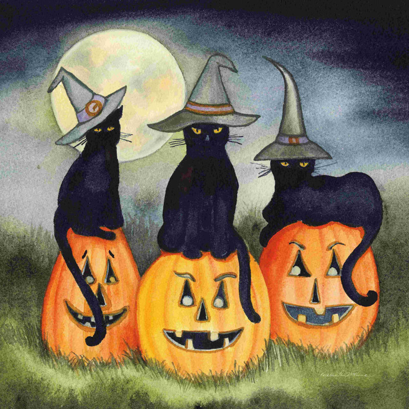 Nuit hantée d'Halloween II sans bordure, H 12 po x l 12 po, Non, Toile tendue