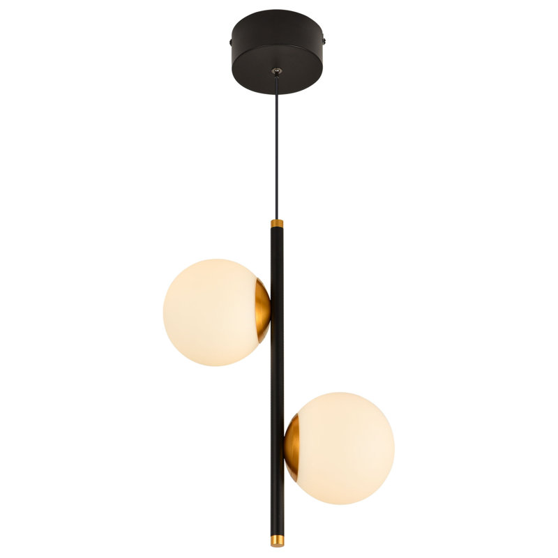 Capri 11-in 100-277V 2-Light ETL Certified Integrated LED Height Adjustable Globe Pendant Light
