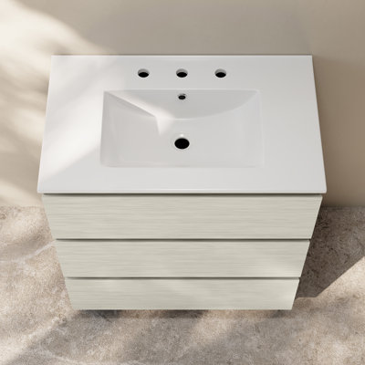 Meuble-lavabo de salle de bain autoportant 30 po avec comptoir à 3 trous Liberte