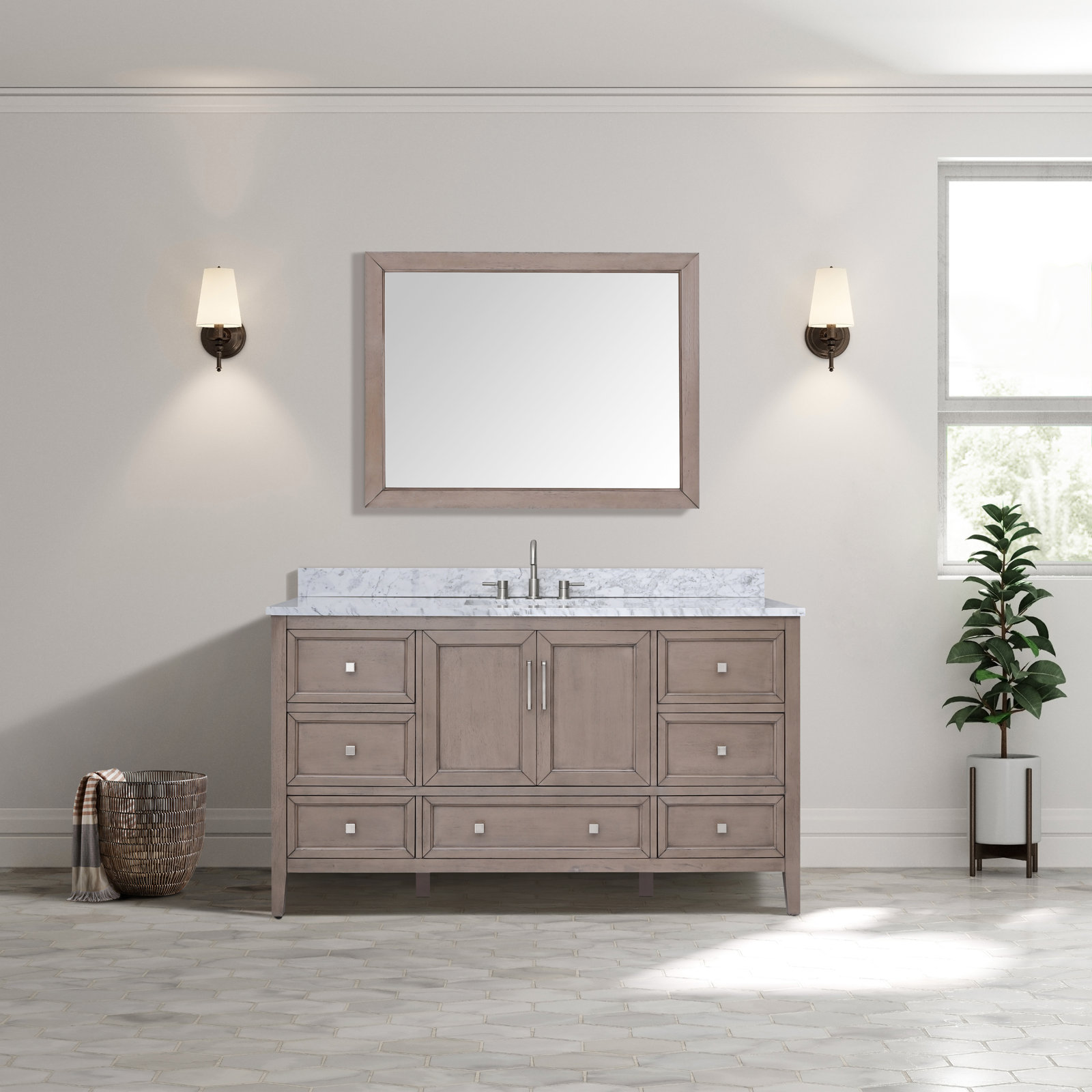 Murrieta 61'' Single Bathroom Vanity, Gray Oak