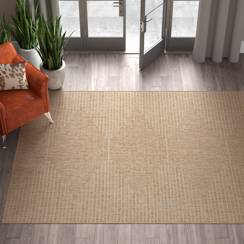 Mendota Geometric Khaki Indoor/Outdoor Area Rug, Rectangle 5'3" x 7'7"