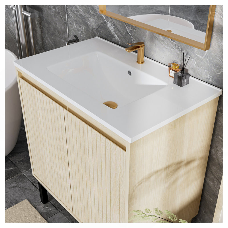 Meuble-lavabo de 30 po sans lavabo, 34 "H x29.13"W x 17.99"D, Light Oak