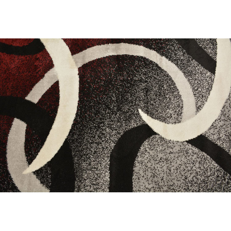 Perris Geometric Red Area Rug, Rectangle 4'11" x 6'11"