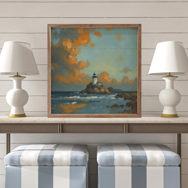 Phare au lever du soleil, H 4 po x l 4 po