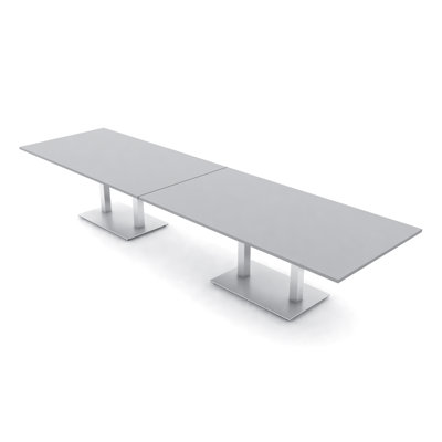 Rectangle Conference Table with Double Metal Post Base