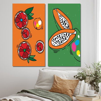 «Organic Vintage Hipster Fruits II», ensemble de 2 impressions