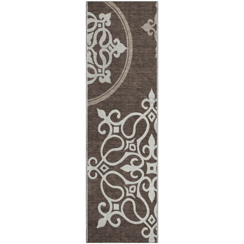 Premium Machine Washable Prisco Chocolate Rug, Runner 2'3" x 7'6"