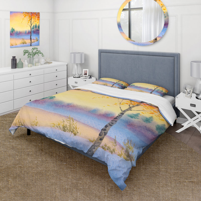 Ensemble de housse de couette en microfibre orange / jaune / vert, Housse de couette pour très grand lit et 2 très