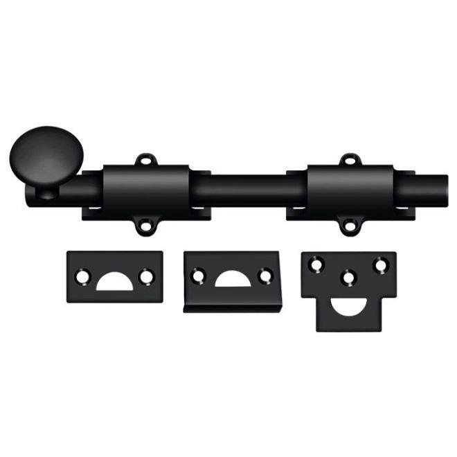 Boulon de surface 8 po Deltana 8SB19; robuste; finition noire, H 1,25 po x l 8 po x P 1 po, Peinture noire