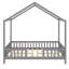 Lit en bois avec auvent, structure de maison et rails latéraux surélevés, avec structure semblable au toit-637750990