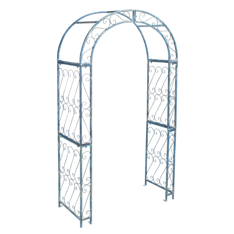 Antique Blue Iron Garden Trellis Arch Arbor