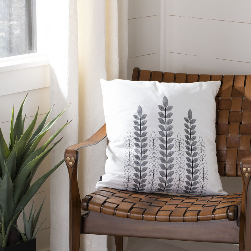 Embroidered Cotton Reversible Throw Pillow