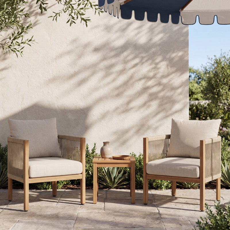 Ensemble de 2 chaises d'appoint d'extérieur en rotin, Crème