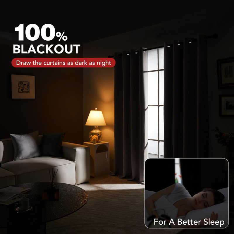Ipswich Blackout Thermal Grommet Curtain Panels, 52" W x 84" L, Flaxen
