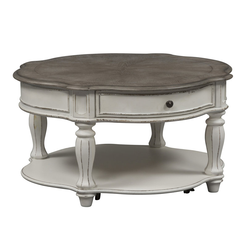 Colchester Round Cocktail Table w/ Casters, White