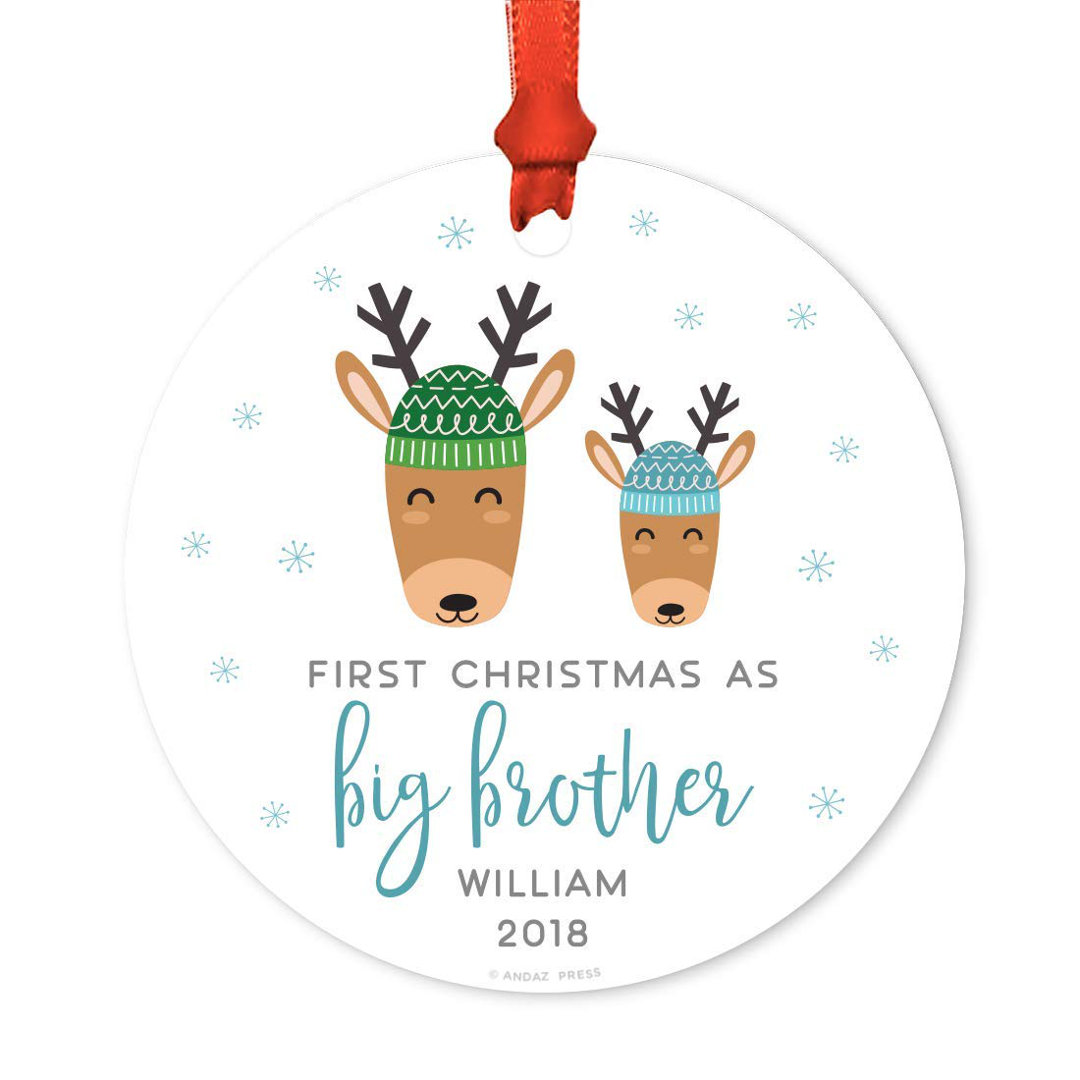 Personalized First Christmas As Big Brother Holiday Reindeer Snowflakes Ball Ornament The Holiday Aisle® 