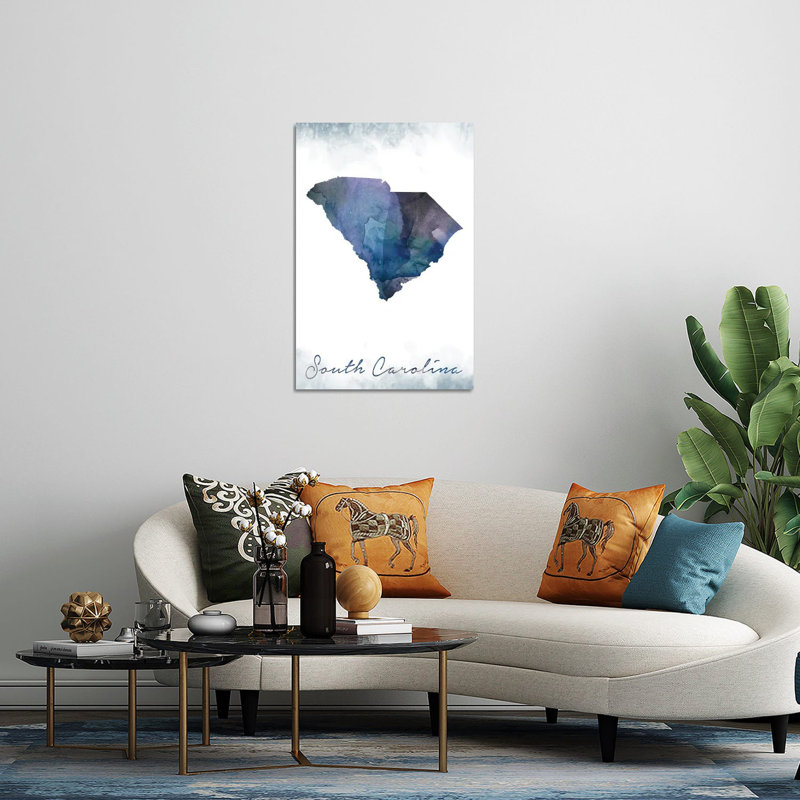 South Carolina State, impression bleutée sur verre acrylique, H 24 po x l 16 po x P 0,25 po