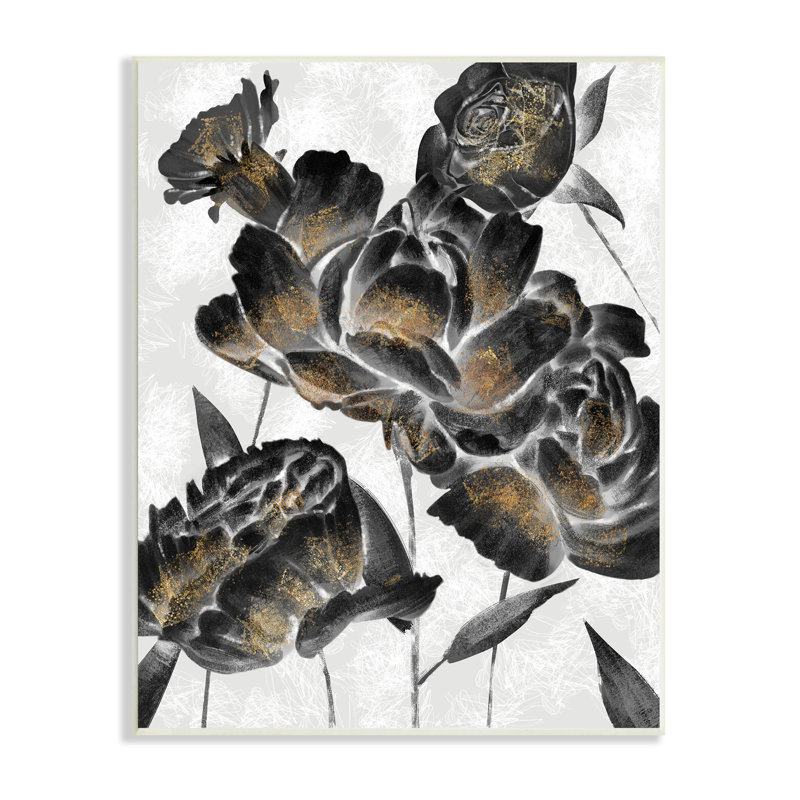 Blooming Black Roses - impression, H 19 po x l 13 po, Plaque murale