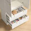 Armoire-penderie 71 po, armoire de rangement en bois blanc avec tringle, 2 portes et 3 tiroirs, organisateur de vêtements autoportant avec boutons dorés, pour chambre à coucher, appartement, chambre d'amis